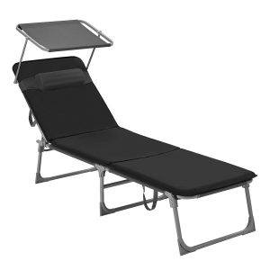 Tumbona reclinable y plegable para jardín con colchón cómodo