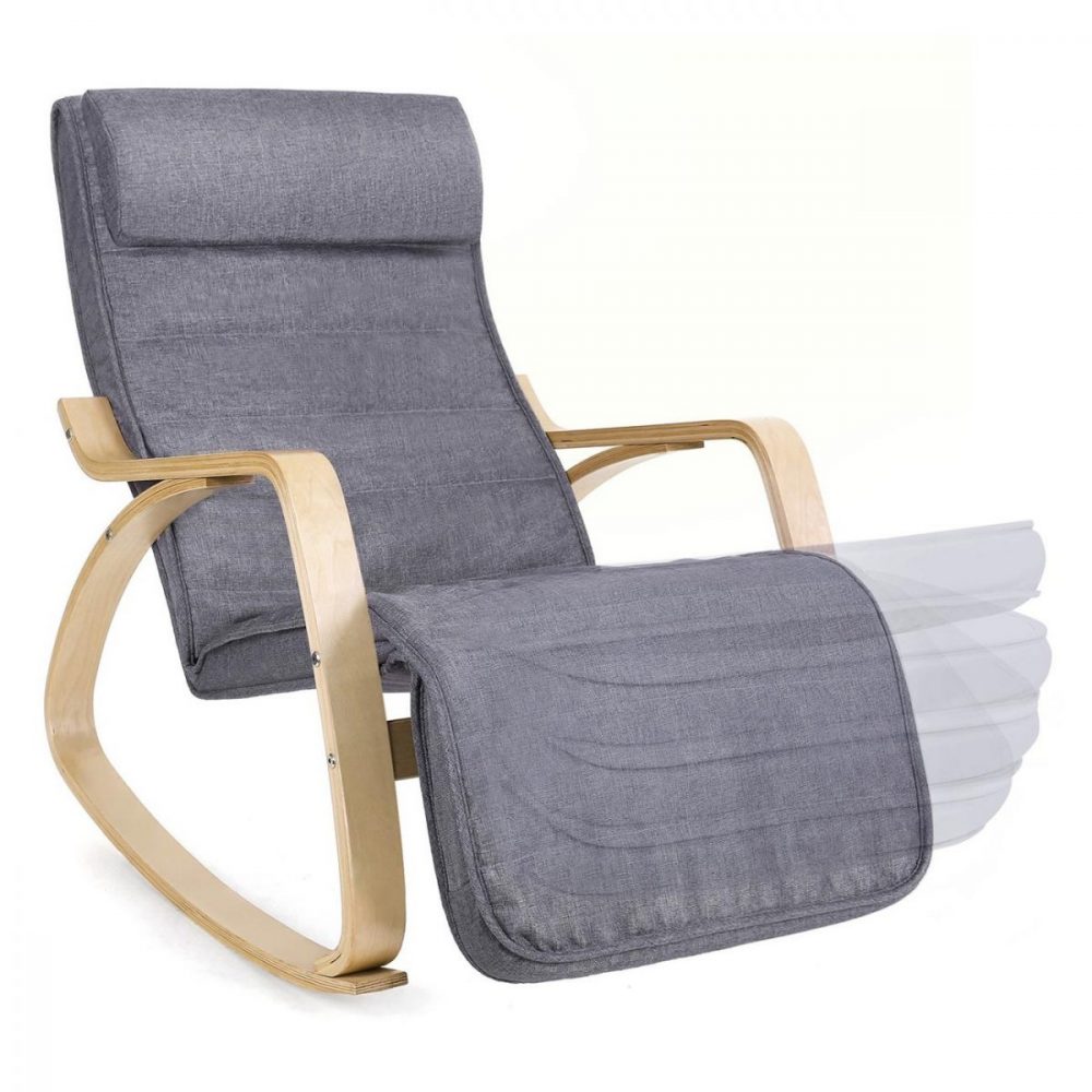 Sillón mecedora relax con reposapiernas ajustable, gris oscuro - Imagen 4