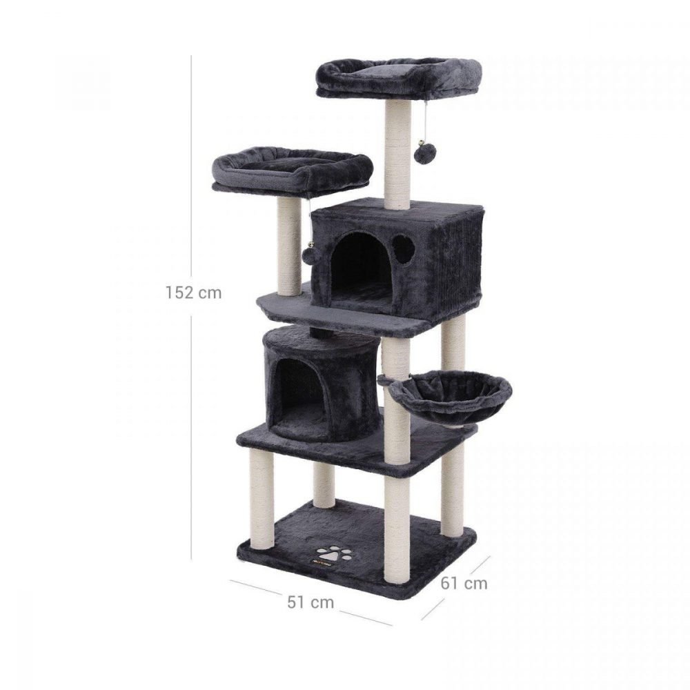 Árbol gatos postes sisal, rascador, varias plataformas, gris antracita - Imagen 4