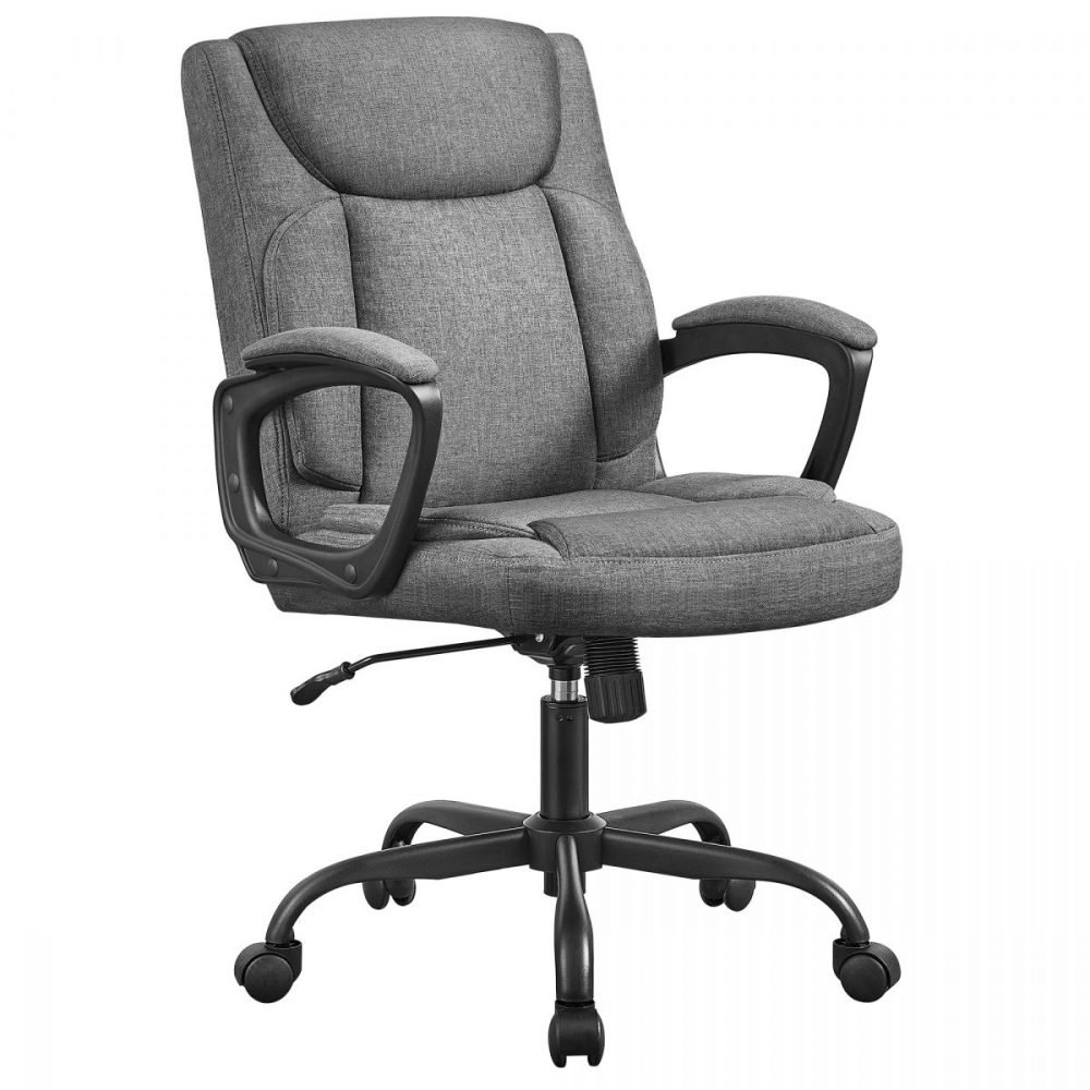 Silla de escritorio ergonómica y giratoria, tapizado gris