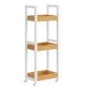 Carrito de baño estrecho de bambú, madera