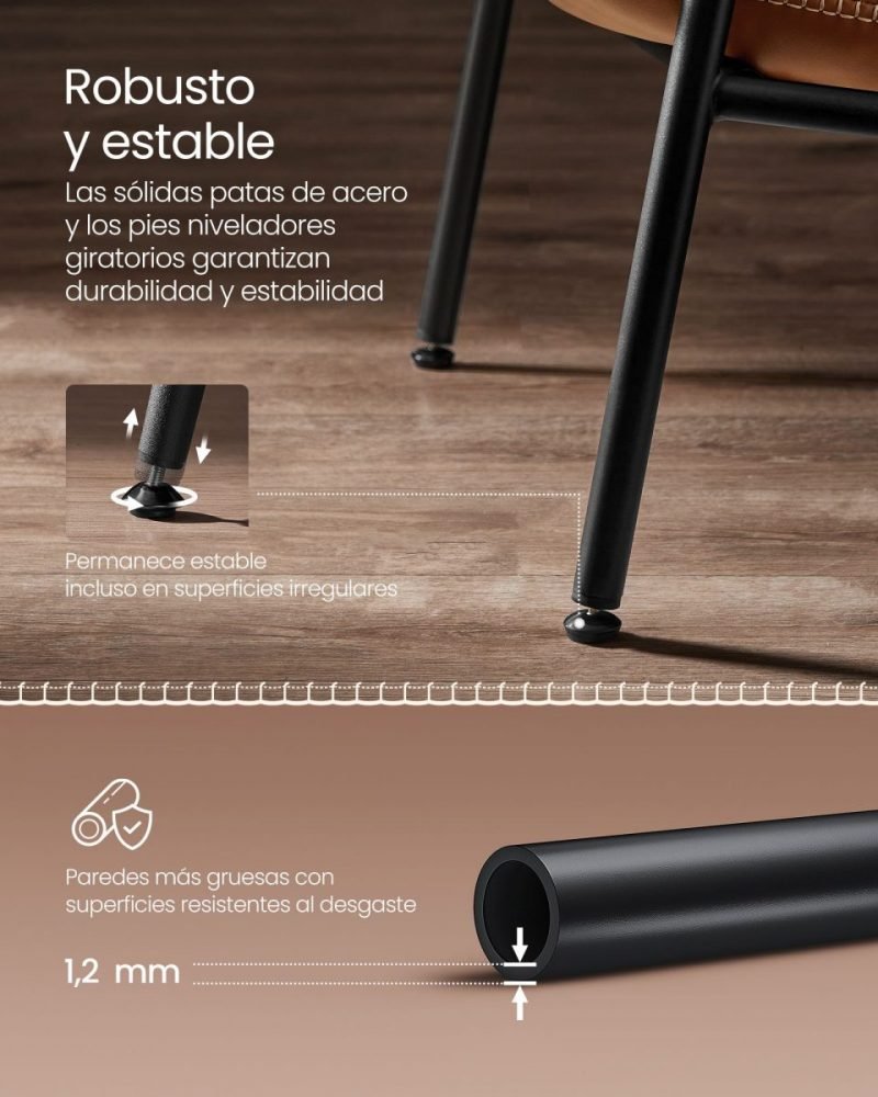 Sillón moderno medio siglo, estructura metálica, marrón - Imagen 5