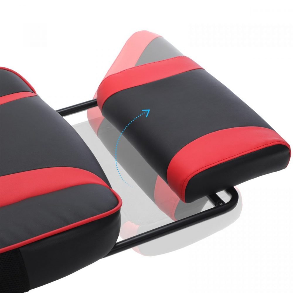 Silla oficina gaming ergonómica, reposapiés telescópico, 150 kg, rojo - Imagen 4