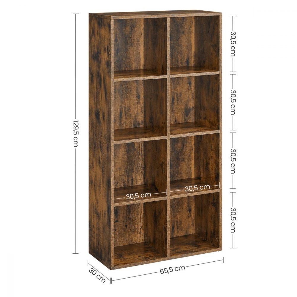 Estantería libros 8 cubos, roble o blanco, oficina, salón, marrón rústico - Imagen 8