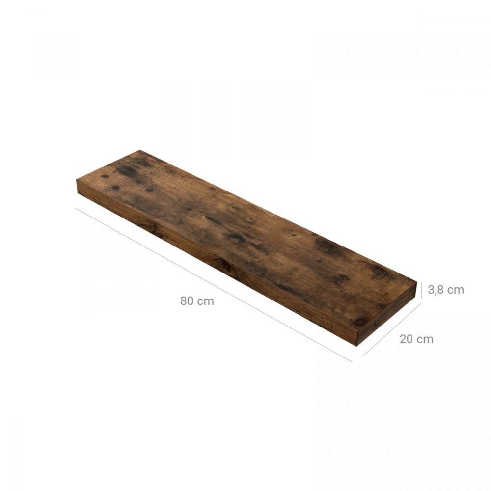 Estante flotante de pared de 80 cm en marrón rústico - Imagen 2