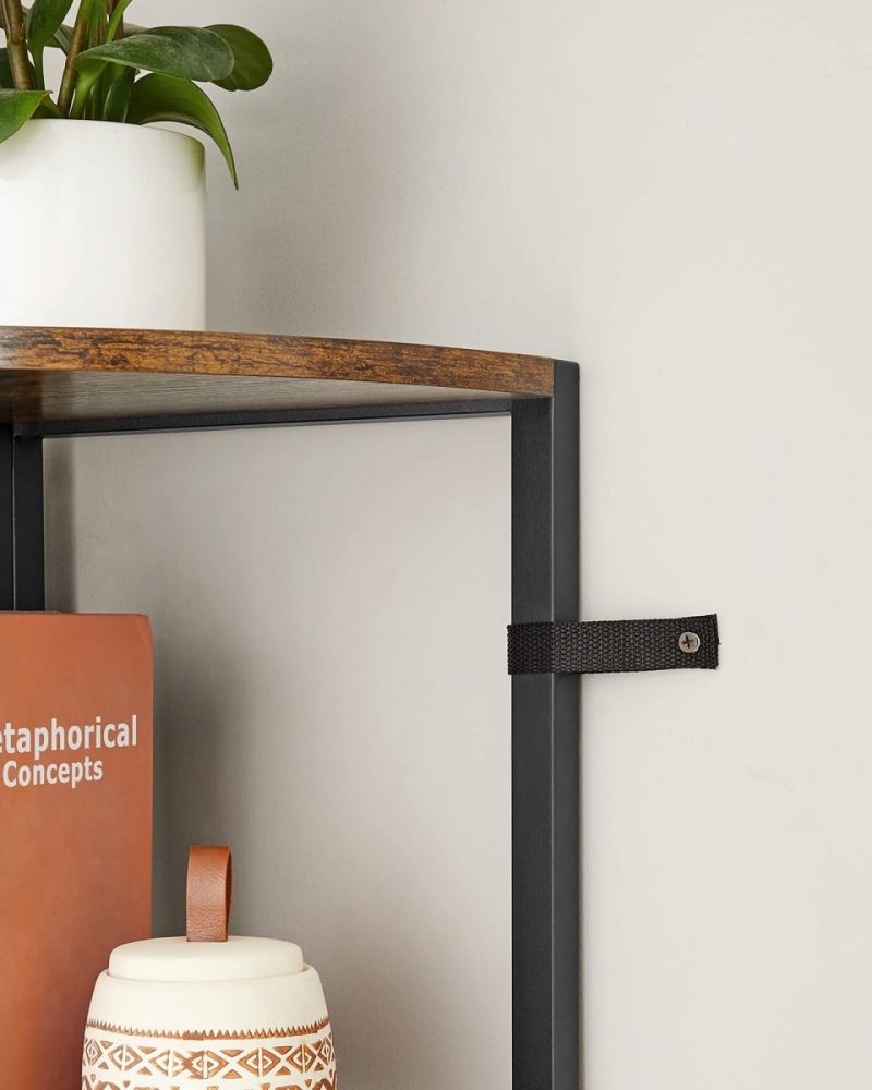 Estantería de esquina de 5 niveles, marrón rústico y negro - Imagen 7