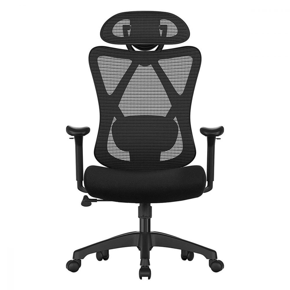 Silla de oficina ergonómica de malla en negro