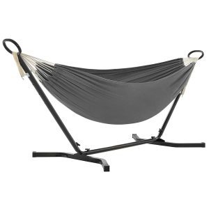 Hamaca con soporte de metal ajustable, 5 alturas, gris