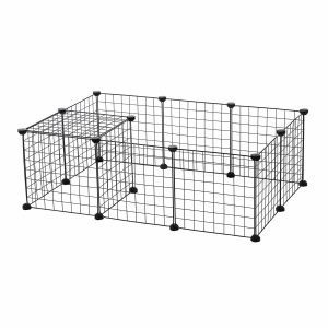 Cercado para mascotas, valla metálica negra