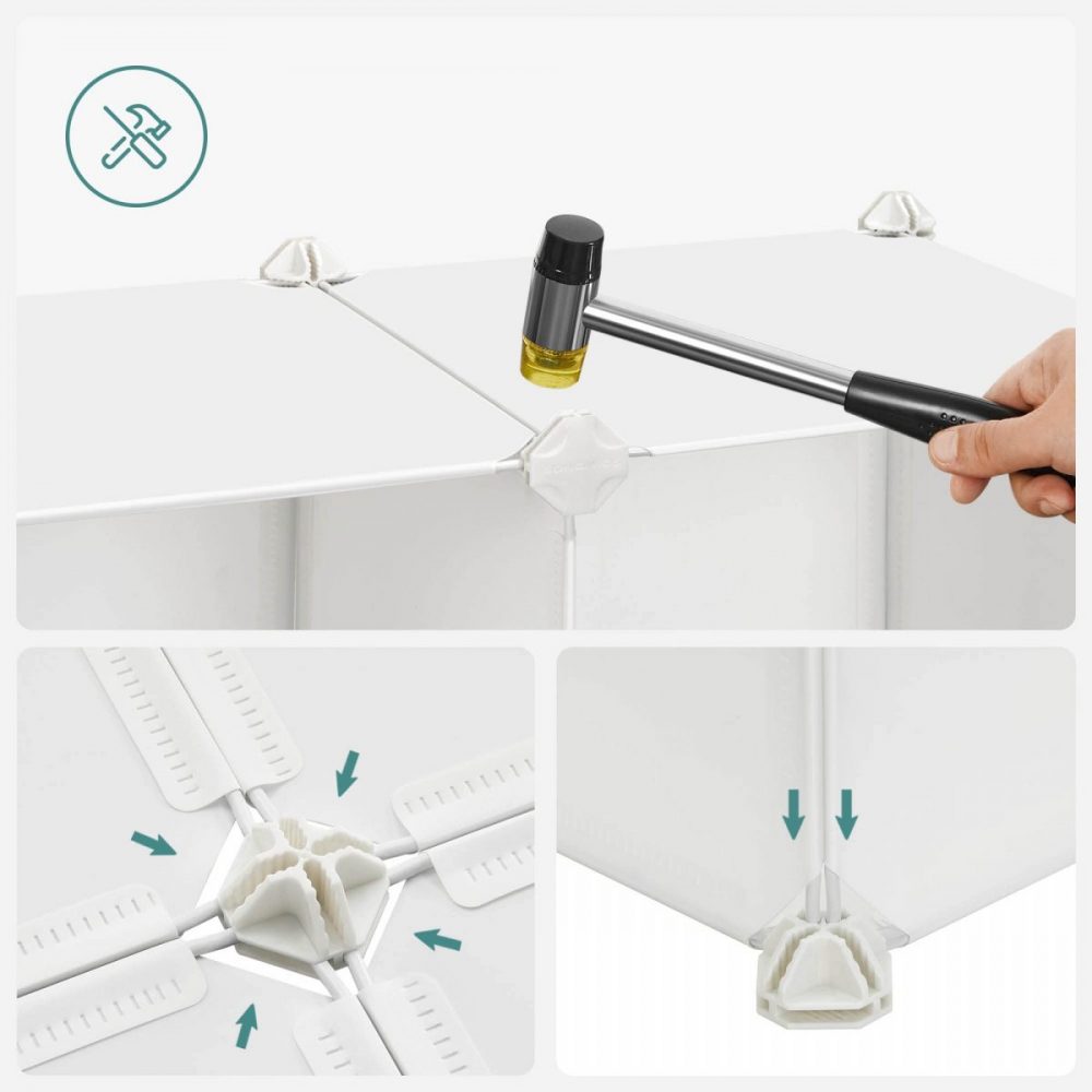 Armario modular infantil con 16 cubos y puertas, blanco - Imagen 5