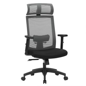 Silla oficina ergonómica malla, soporte lumbar ajustable, negro