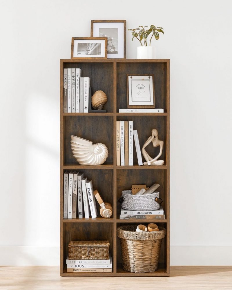 Estantería libros 8 cubos, roble o blanco, oficina, salón, marrón rústico - Imagen 2