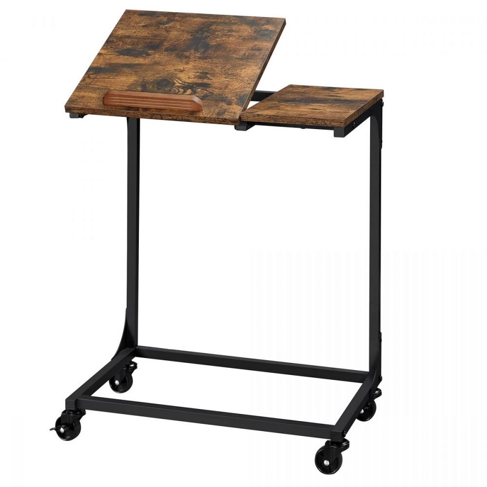Mesa auxiliar con ruedas y tablero basculante para portátil - Imagen 3
