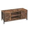 Mueble para tv con estantes y puertas de persiana, marrón rústico