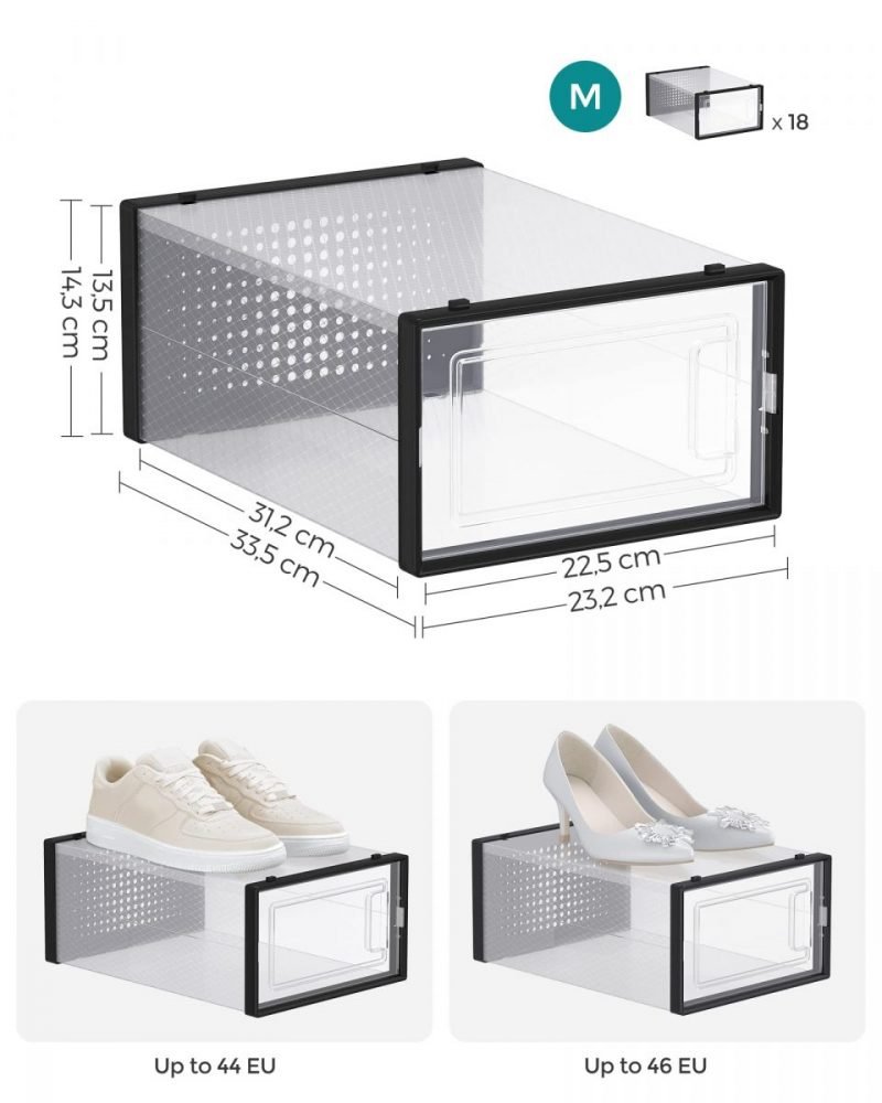 Pack de 18 cajas de zapatos plegables y apilables, negro - Imagen 7