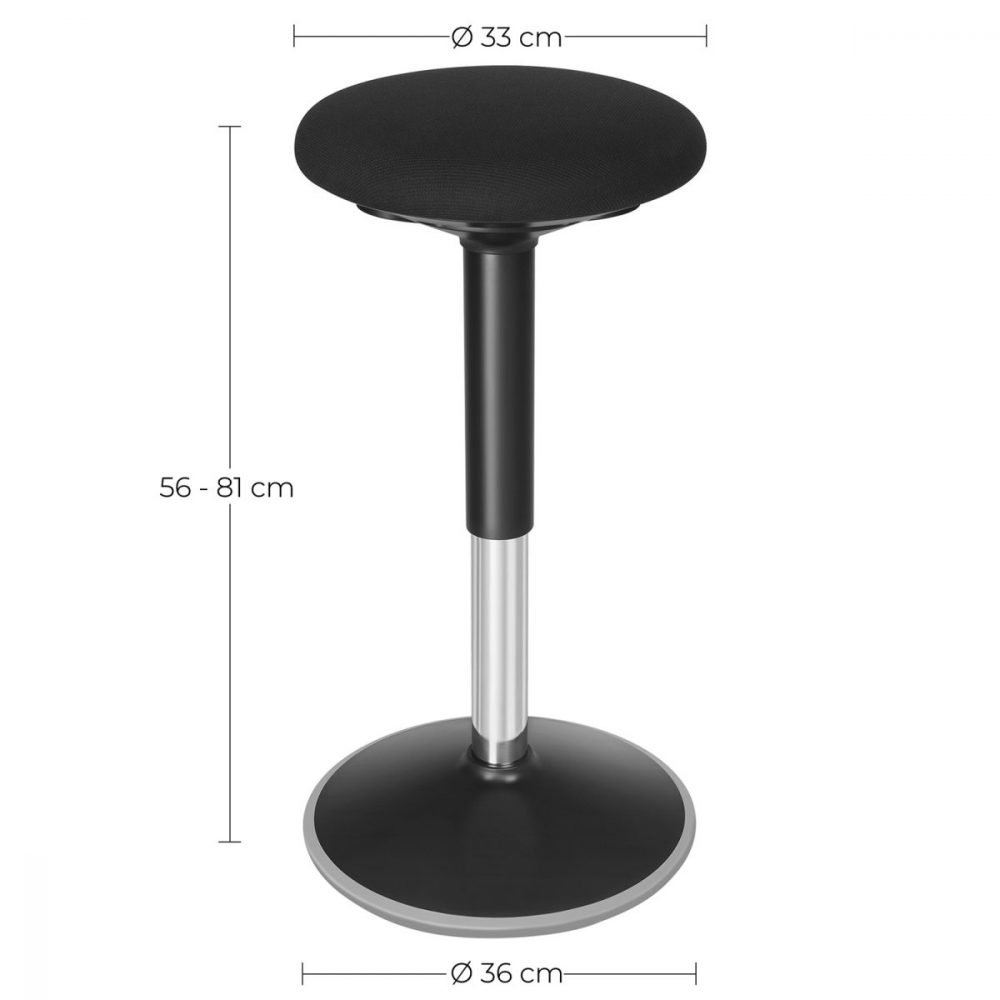 Taburete inclinable giratorio de 360°, negro - Imagen 8