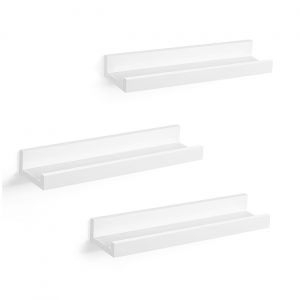 Juego de 3 estanterías murales de madera, blancas, versátiles