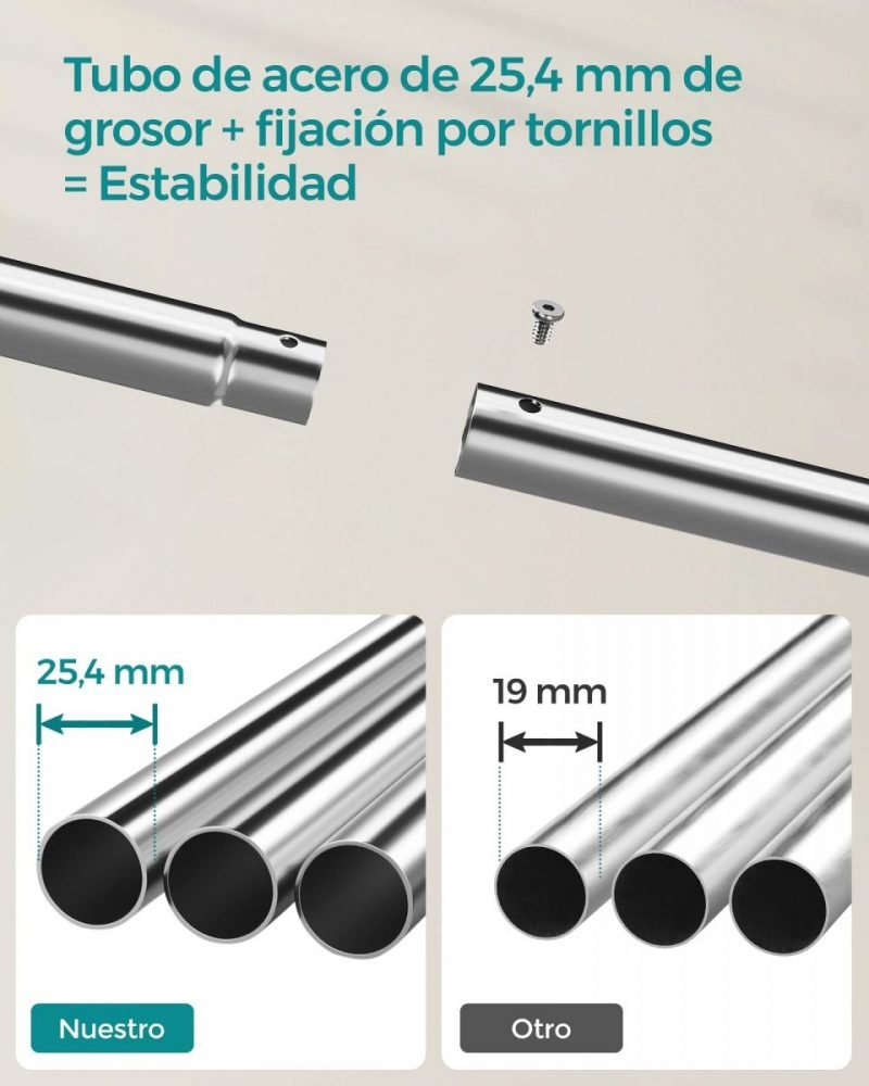 Perchero con ruedas y doble barra, 100 kg, plata - Imagen 6