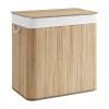 Cesto de ropa sucia de 150l con 3 clasificadores, bambú, natural