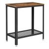 Mesa auxiliar con estante de malla, hierro, marrón rústico