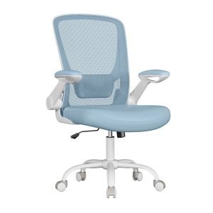 Silla de escritorio ergonómica giratoria con soporte lumbar, azul
