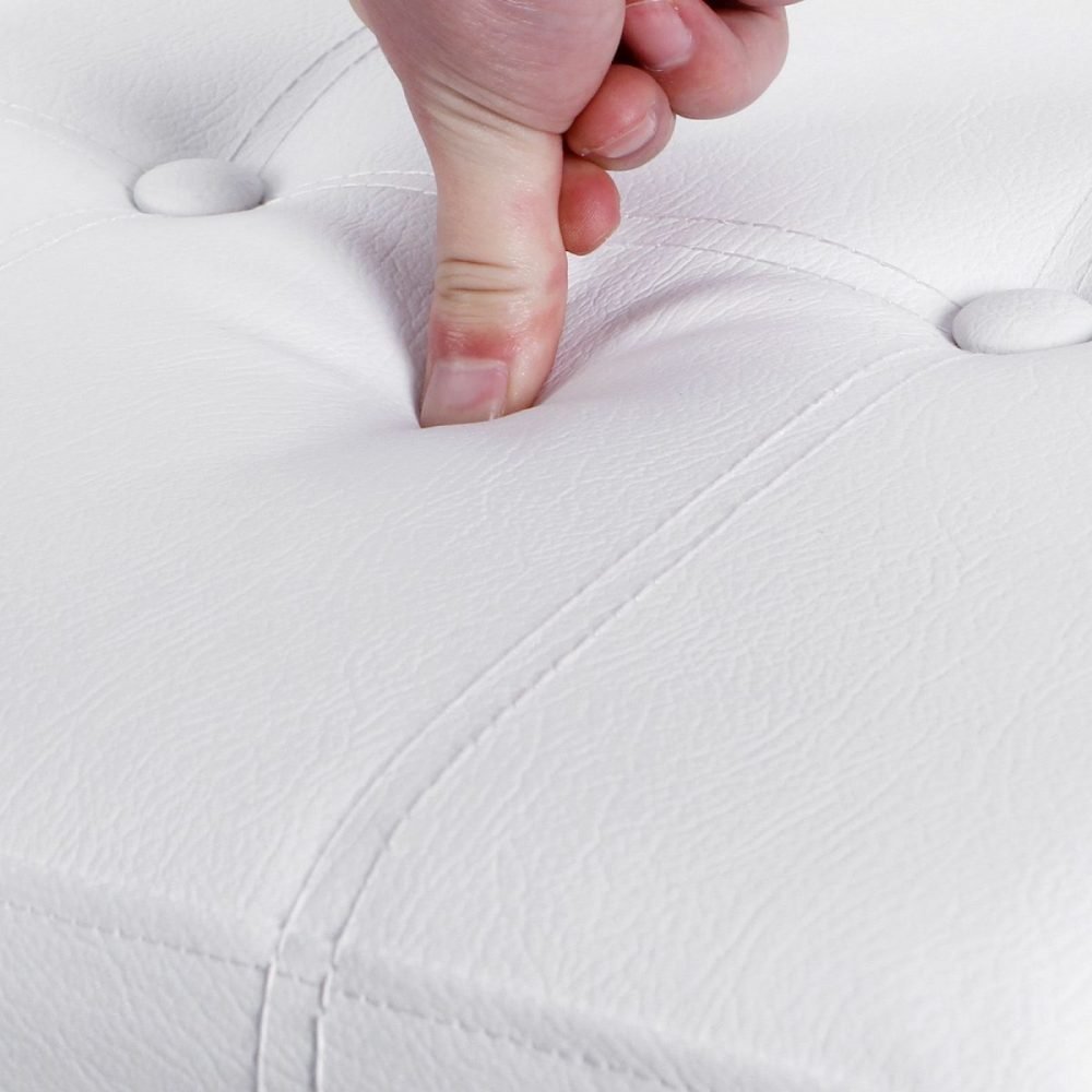 Taburete baúl plegable en blanco, soporta hasta 300 kg - Imagen 7