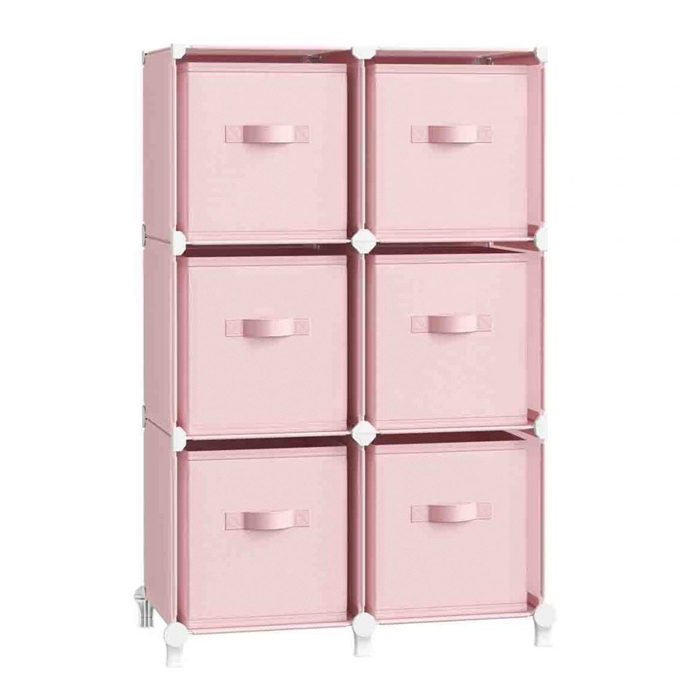 Estantería modular 6 compartimentos, rosa