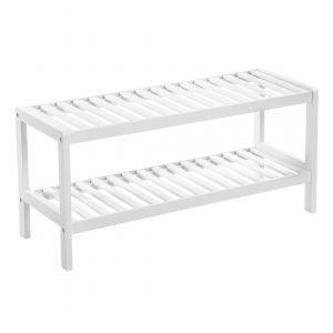 Organizador de zapatos de bambú, 2 pisos, blanco