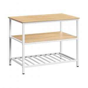 Isla de cocina estilo industrial, estantería de 3 niveles, beige