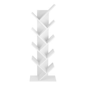 Estantería estilo árbol 8 niveles, madera, sala de estar, oficina, blanco