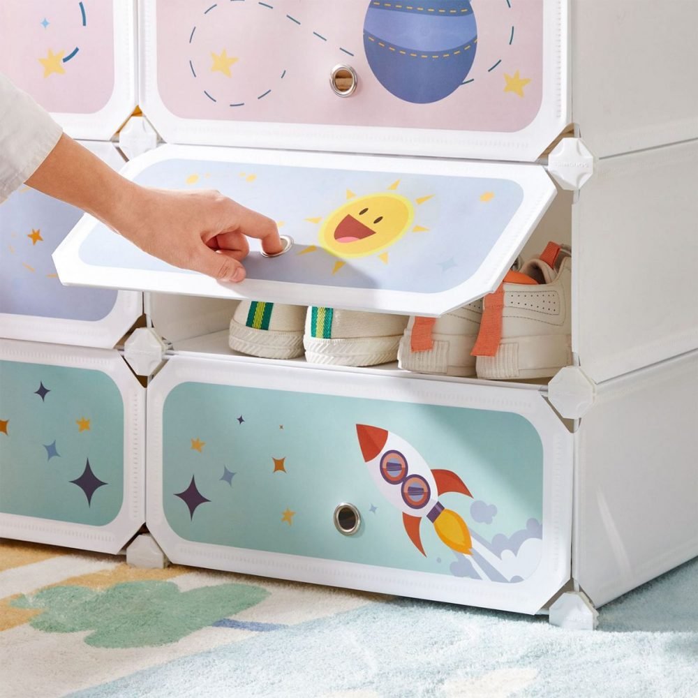 Estantería modular infantil de 6 cubos con puertas, blanco - Imagen 5