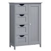 Armario baño estrecho, 4 cajones y puerta, gris paloma