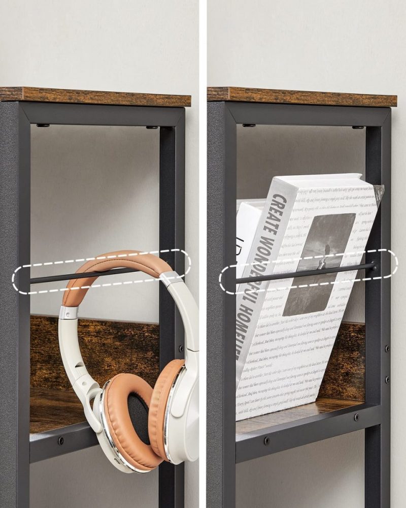 Estantería 3 niveles, 9 compartimentos, marrón rústico - Imagen 8