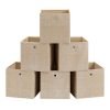 Set de 6 cajas de almacenaje plegables de tela, cubos 30x30x30 cm, beige arena