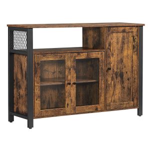 Aparador estilo industrial con 3 puertas, marrón rústico