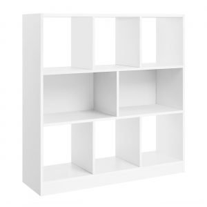 Estantería madera, cubos y estantes, blanco