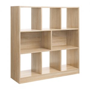 Estantería madera, cubos y estantes, roble