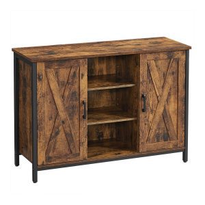 Armario de pie rústico con puertas de persiana, 100x35x70 cm