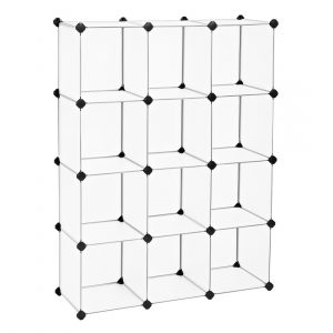 Armario de tela plegable con zapatero, blanco