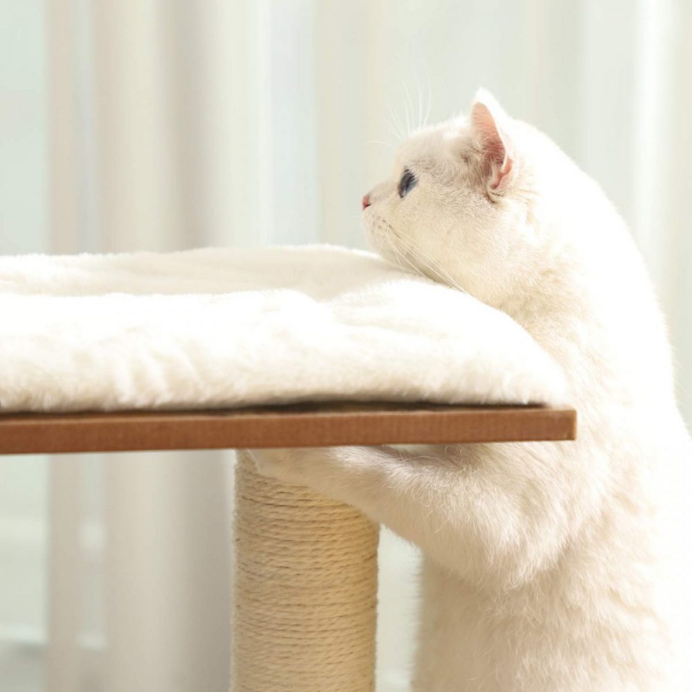 Árbol para gatos vintage con 3 camas y cueva, marrón y blanco - Imagen 7