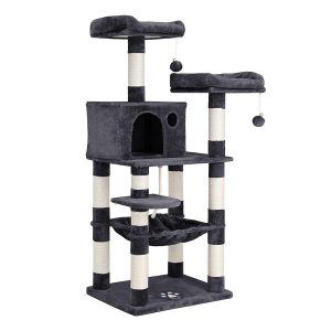 Árbol para gatos de varios niveles, torre de 143 cm, gris antracita