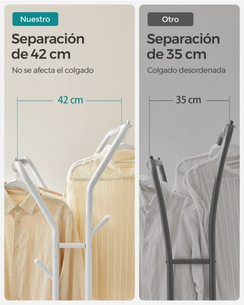 Perchero con ruedas y doble barra, 100 kg, blanco - Imagen 5
