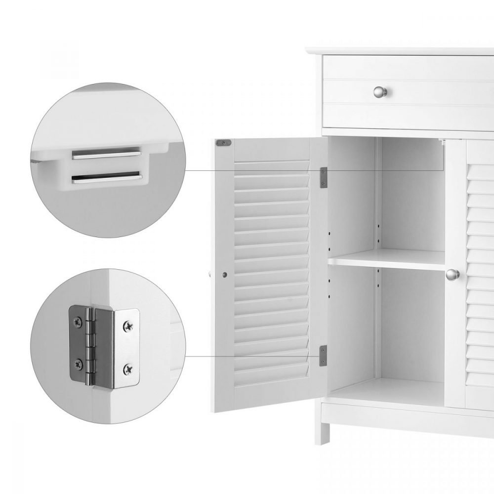 Armario de baño blanco estilo escandinavo con 2 puertas y cajón - Imagen 8