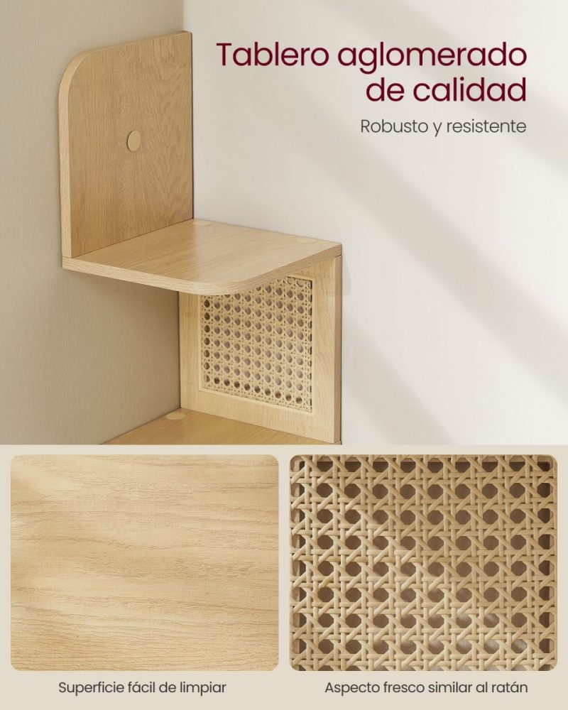 Estantería de esquina boho con 5 niveles, ratán sintético - Imagen 6