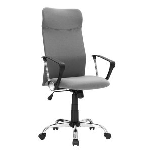 Silla oficina ergonómica tapizada y giratoria, gris