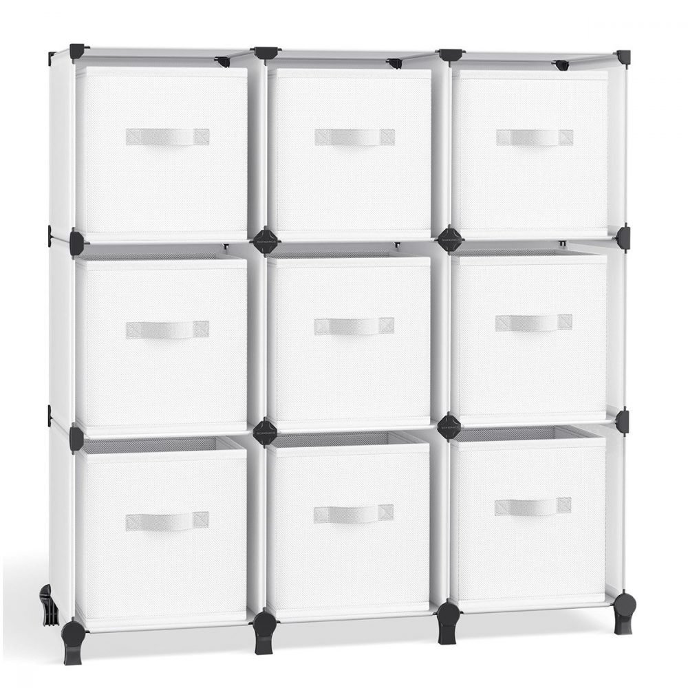 Estantería modular de 9 compartimentos en blanco nube
