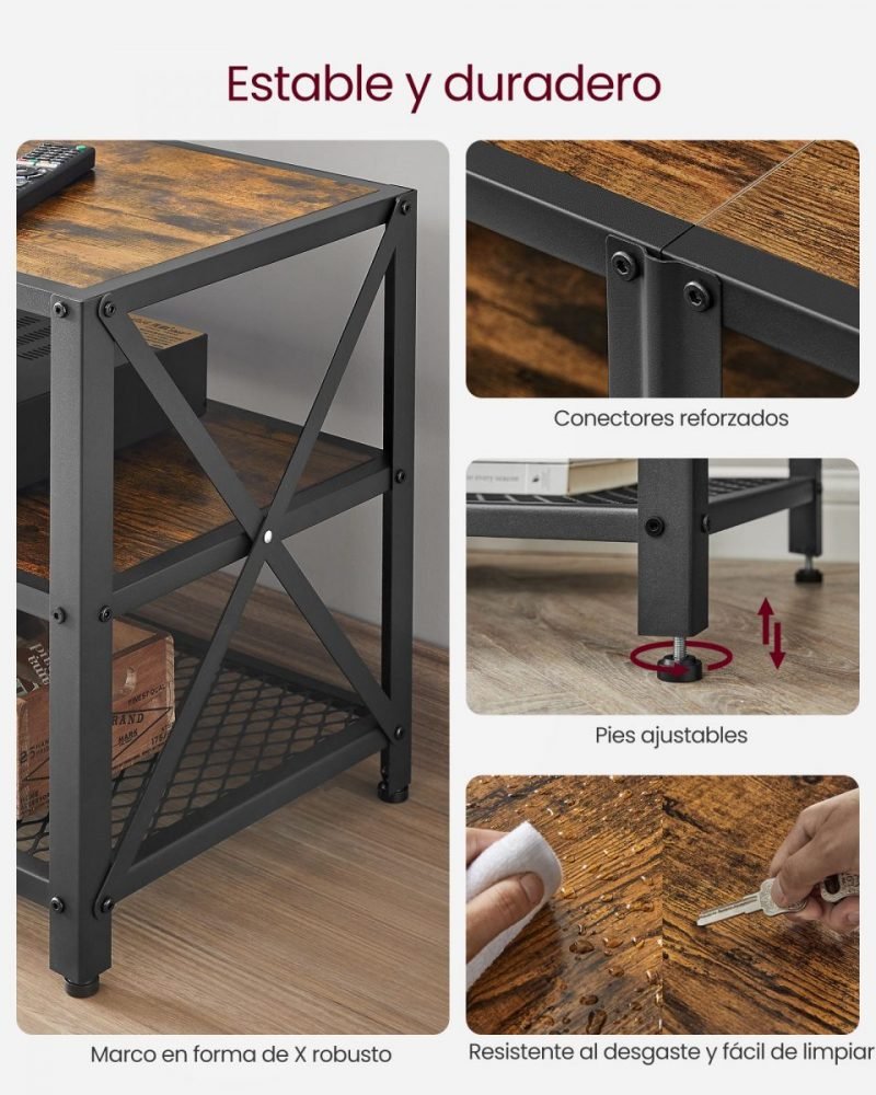 Mueble de tv moderno con estantes, 140 cm, acero - Imagen 7