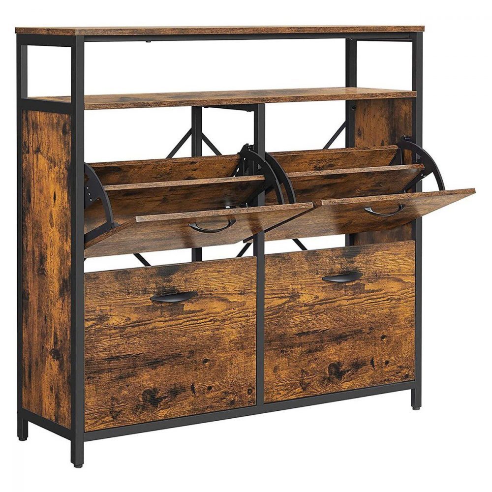 Zapatero espacioso con 4 compartimentos y estante abierto