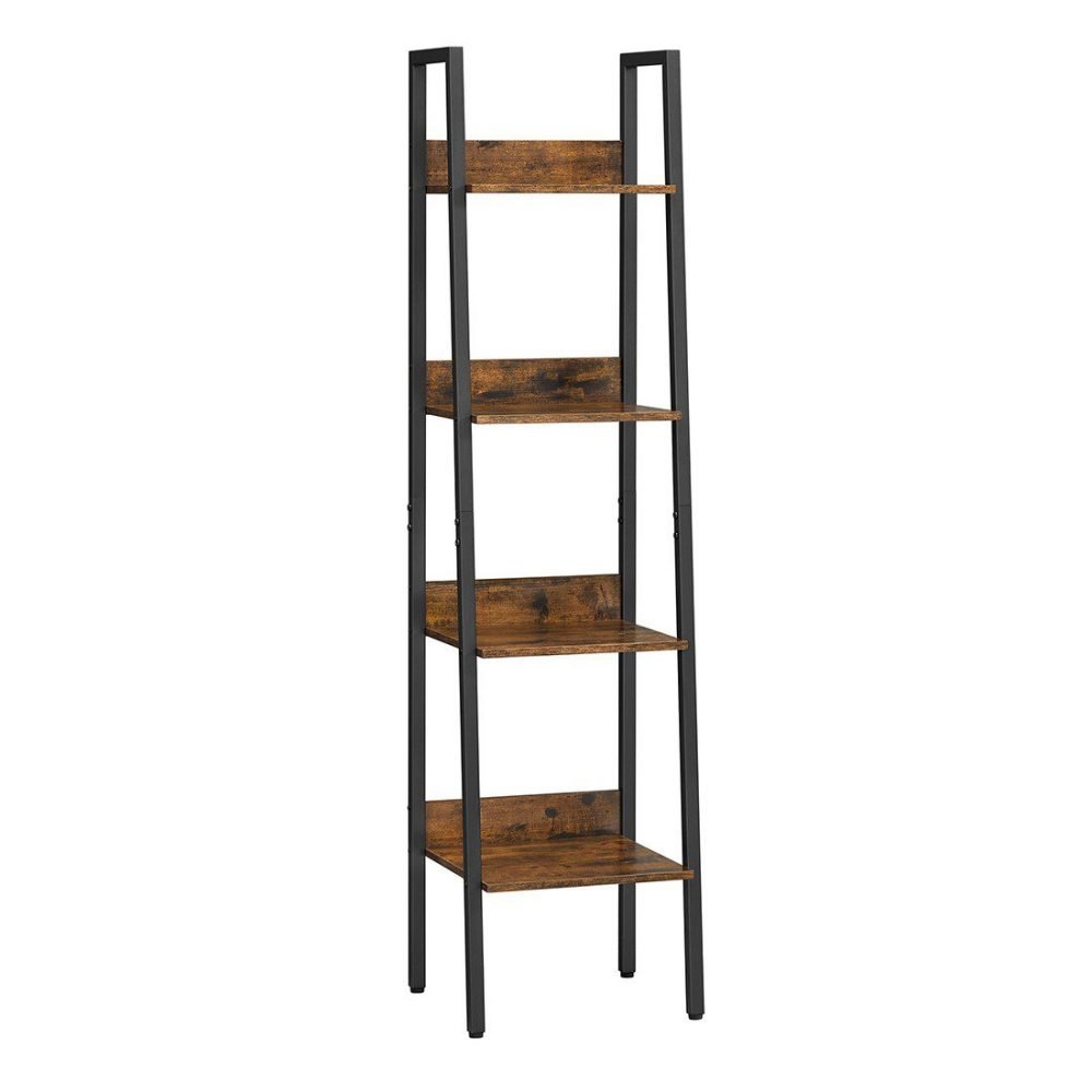 Estantería de escalera, 4 estantes abiertos, estructura metálica