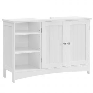 Mueble lavabo extra largo, 2 puertas, estantes, baño, blanco